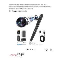 Brand new 1080P Mini Camera Pen with 64GB Memory Card, for Security, Business Recording & Personal Use, One-Button Operation  Whitestone/Flushing, Que