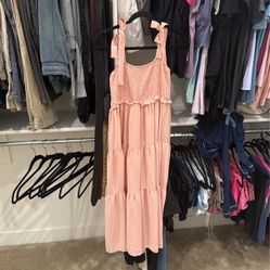 Women's Blush Salmon Pink Mid Dress 