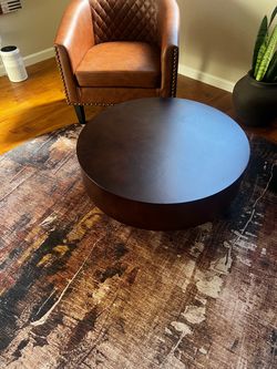 Handcrafted Burl Wood Round Coffee Table