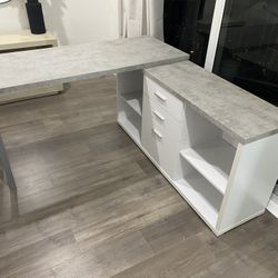 Modern L-Shaped Desk w/ Drawers & Shelving – Excellent Condition
