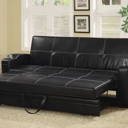 Black Leather Futon