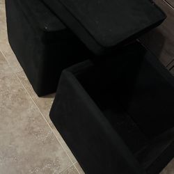 Cube Storage / Seat / Ottoman / Black Suede 