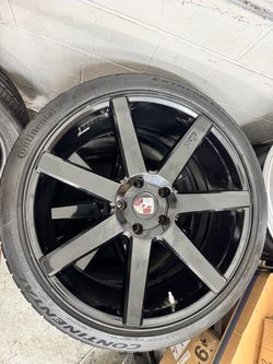 22" Niche Verona M168 Gloss Black Wheels w/ Like New Continental Tires