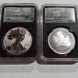 2019 Pride Of Two Nations 2-Coin Set - Silver Eagle And Canadian Maple Leaf 