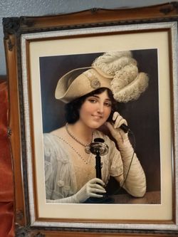 Framed Victorian Lady On Phone