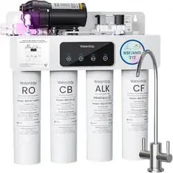 Waterdrop - WD-T4-A Alkaline pH+ Reverse Osmosis Water Filter, NSF/ANSI 372 Certified, 10-Stage, 450GPD - White
