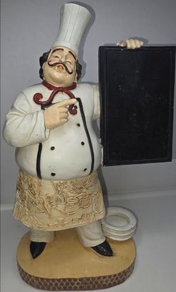 Fat Chef Figurine with Chalkboard Menu Sign