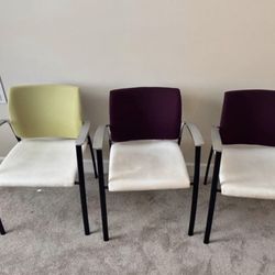 Three Chairs For Waiting Area Or Office
