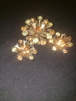 Vintage Brooch With Matching Earrings