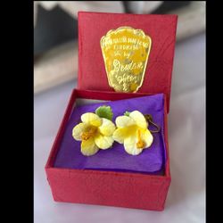 Denton 1940s Yellow Earrings Earrings Gold Screw Back In Original Box