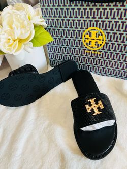 Black Tory slides size 8