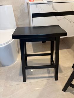 2 Black Wooden Saddle Stools