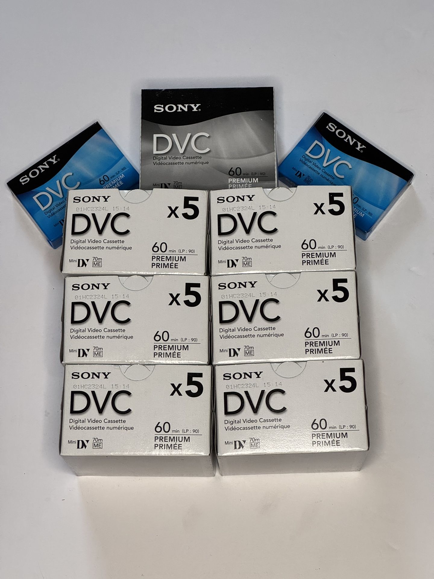 Lot Of 37 Sony MiniDV Tapes (7- 5 Packs+2) -DVM60PRRJ PREMIUM TAPE -SEALED