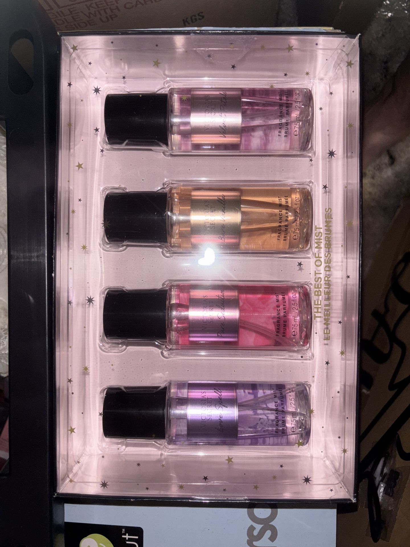 New w/Tags     Victoria’s Secret New Mini Mist Discovery Set   $20 :    4 Scent Set   Love Spell Pure Seduction Bare Vanilla  Velvet Petals  Millingto
