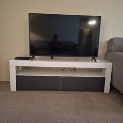 Modern White TV Stand with Storage Cabinets (TV NOT Included)