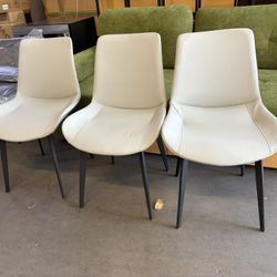 Dining Chairs Set of 3, Modern PU Leather Dining Room Chair with Sturdy Metal Legs, Upholstered Seat Dinner Chairs Accent Side Chairs for Indoor Kitch