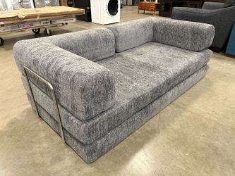 Grey Chenille Modular “Boneless” Memory Foam Queen Size Convertible Sleeper Sofa