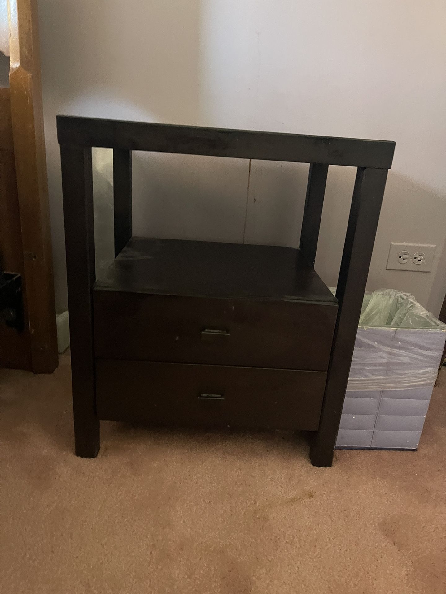Wooden end Table With 2 Drawers