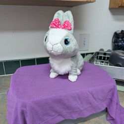 Betsy the Bunny from Club Petz, an interactive plush rabbit toy. 
About 10 in tall