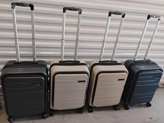 LuggX Hard Shell Spinner Carry-On Luggage with front compartment and expandable