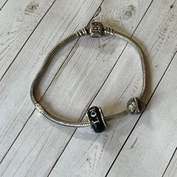 Authentic Pandora Bracelet With Two Charms 7.5” Long