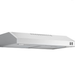 GE 30" Energy Star Certified Under The Cabinet Range Hood Convertible Duct, Vertical and rear exhaust with 2 Speed Exhaust Fan, Reusable Filter