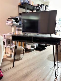 Black Marble-Top Console Table