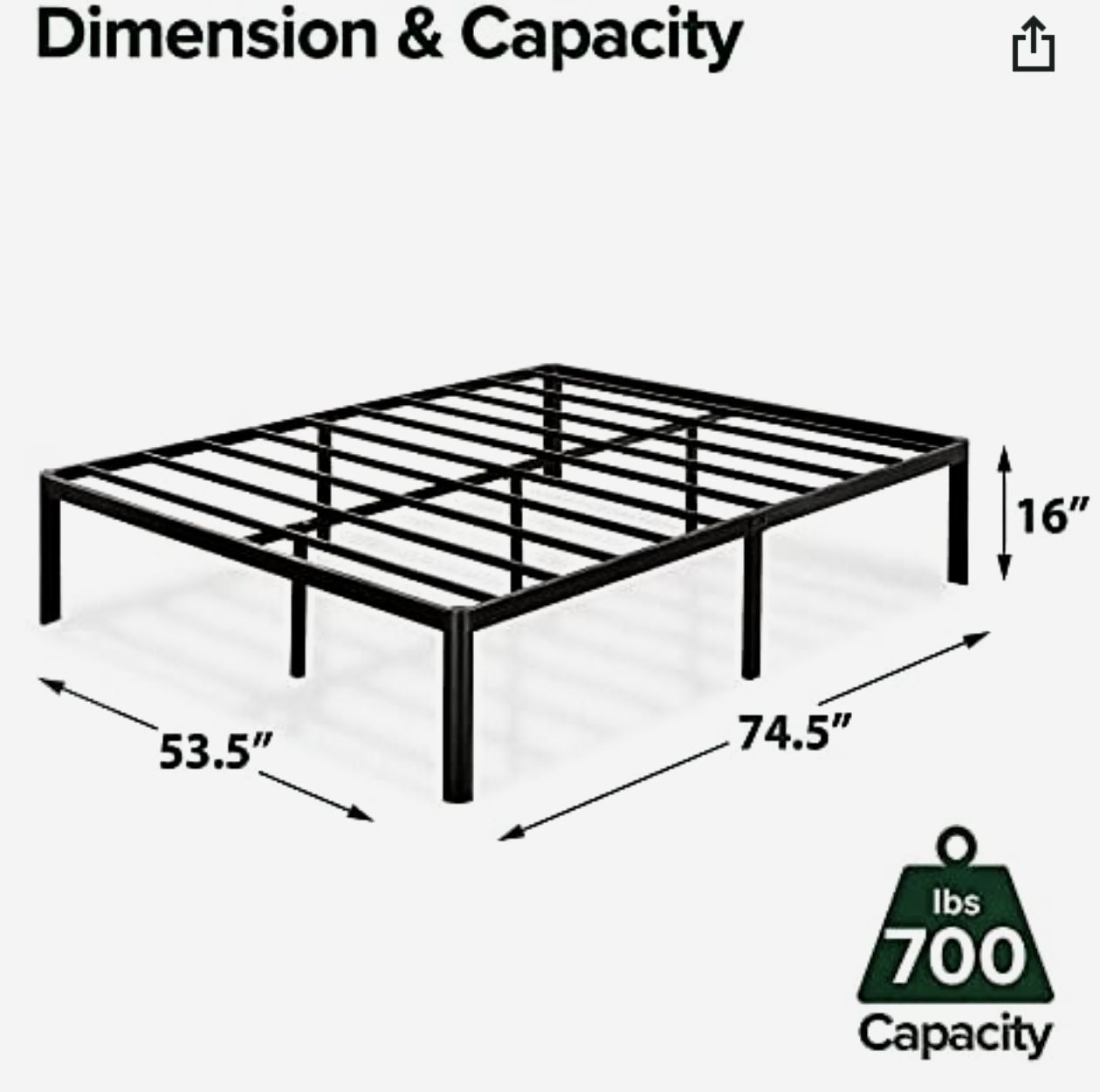 Zinus 16” Metal Bed Frame