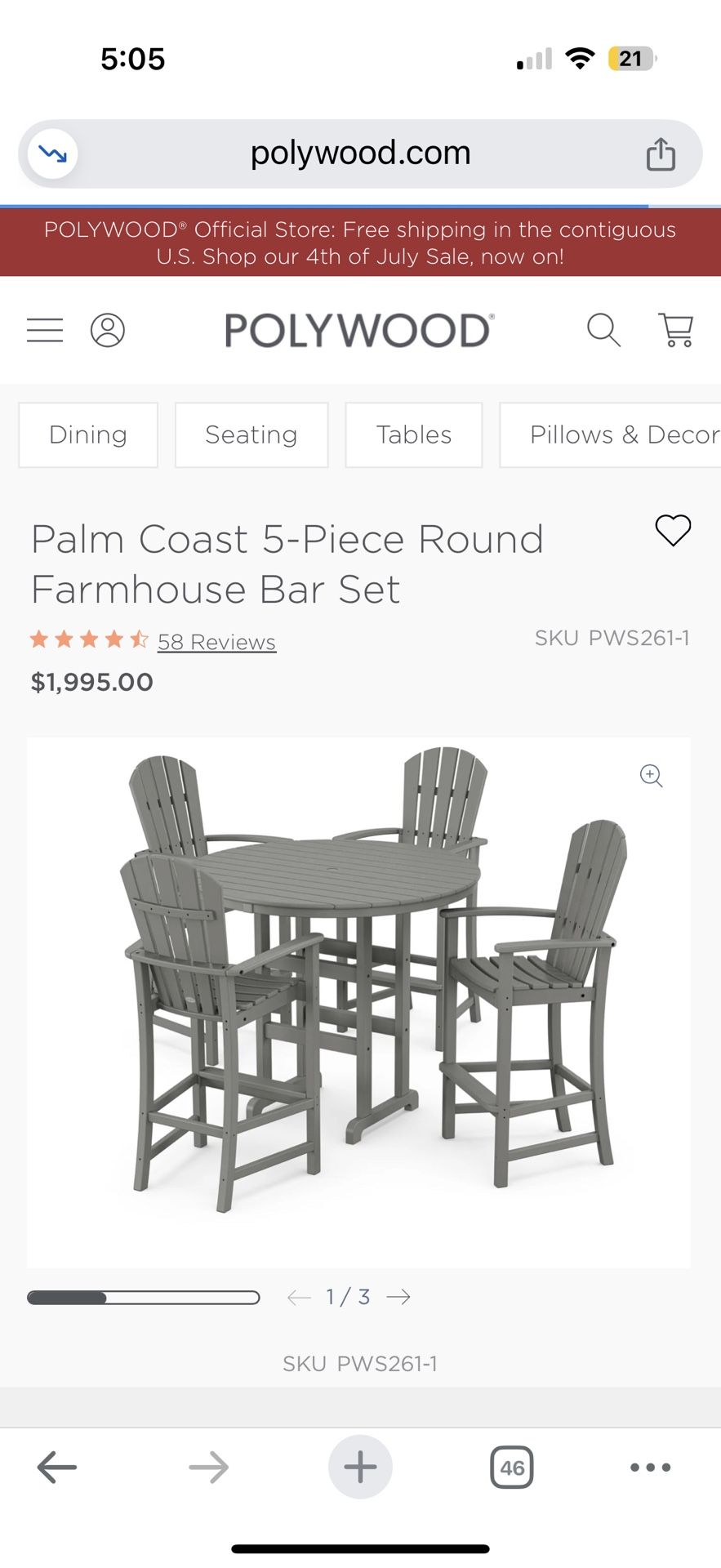 Sturdy Polywood (Plastic Wood) Bar Stool Table Set