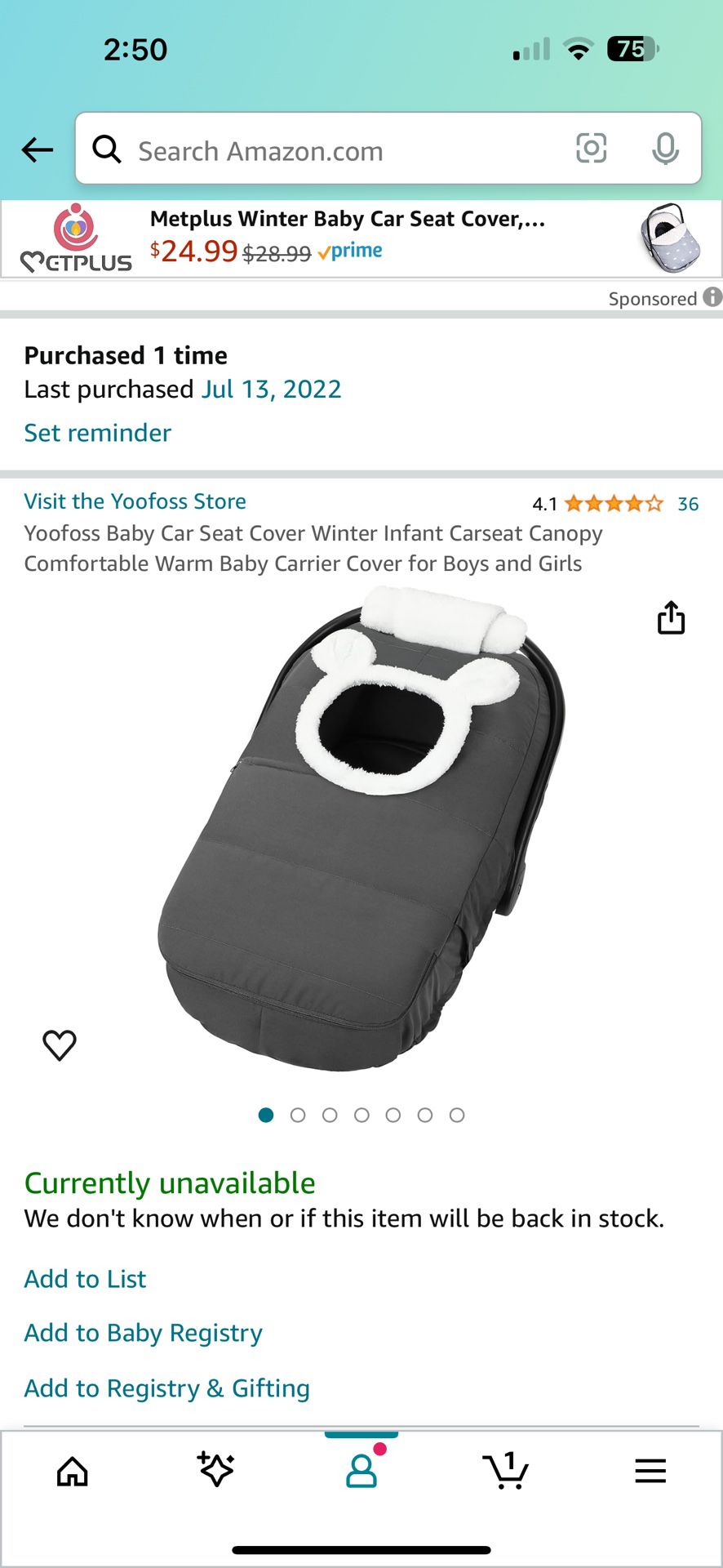 Winter infant car seat cover.