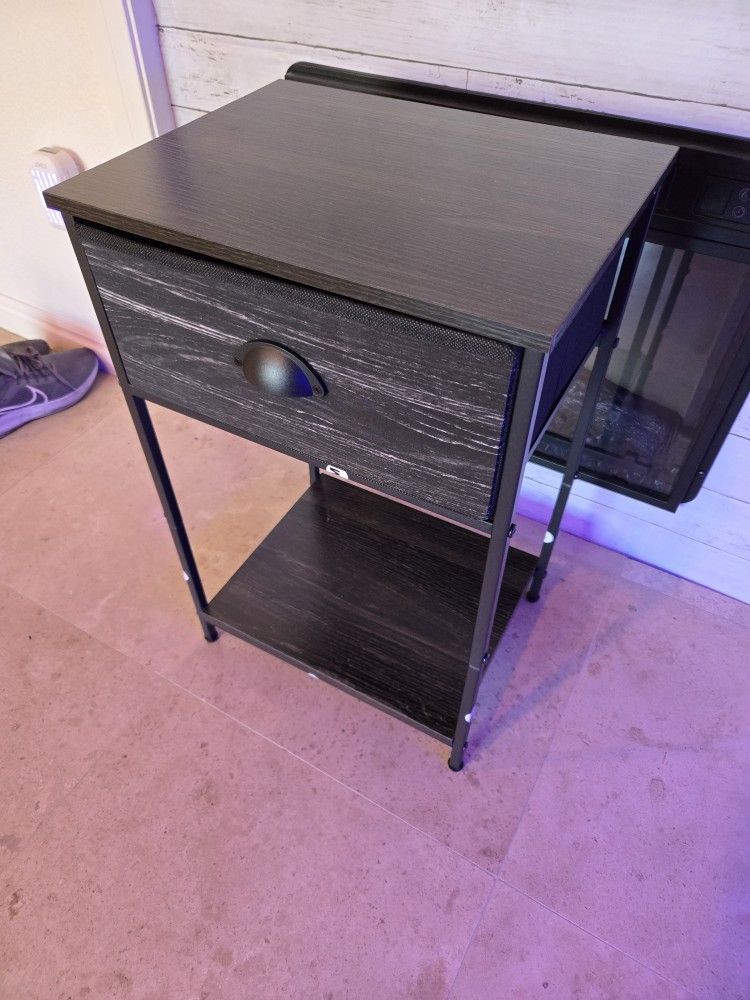 New 2-Tier Nightstand with Drawer & Shelf