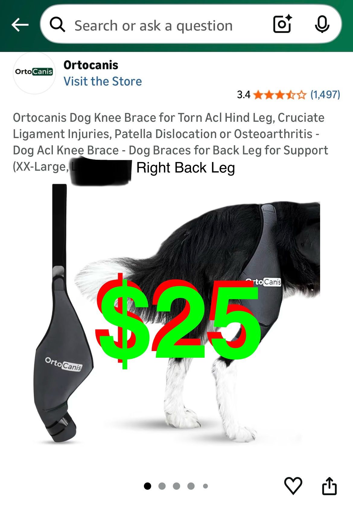 Dog Knee Brace for Torn Acl Hind Leg, Cruciate Ligament Injuries, Patella Dislocation or Osteoarthritis - Dog Acl Knee Brace - Dog Braces for Back Leg