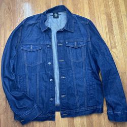 Denim Men's Trucker Dungaree Metal Buttons Denim Blue Jean Jacket size large