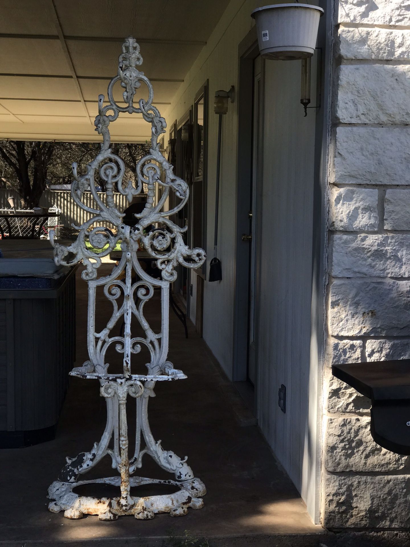 Victorian cast iron coat rack umbrella stand