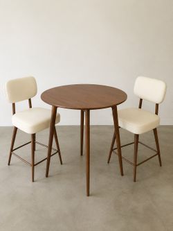 Walnut Wood Round Dining Table + 2 Counter Height Chairs $160/3pcs