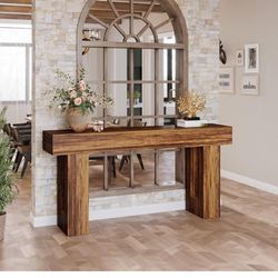 Wooden Sofa Table, 63-Inch Console Table For Entryway