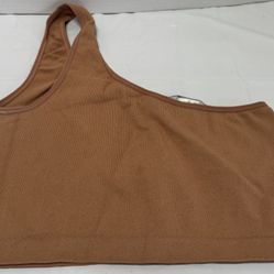 Forever 21 Ribbed One-Shoulder Crop Top in Rusty Brown