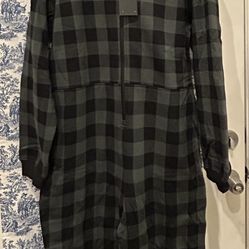 Cozy Fleece Hooded Onesie-Tall Pine ShaDow Buffalo Check XL-Tall