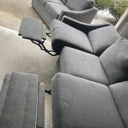 Beautiful Craftmaster Dark Gray Bluish 3 Seater That Reclines  With Matching Two Seater Sofa