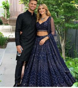 Lehenga Navy Blue with sequins 3-piece