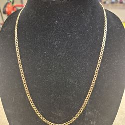 14k Yellow Gold Flat Cuban Link Necklace 24"