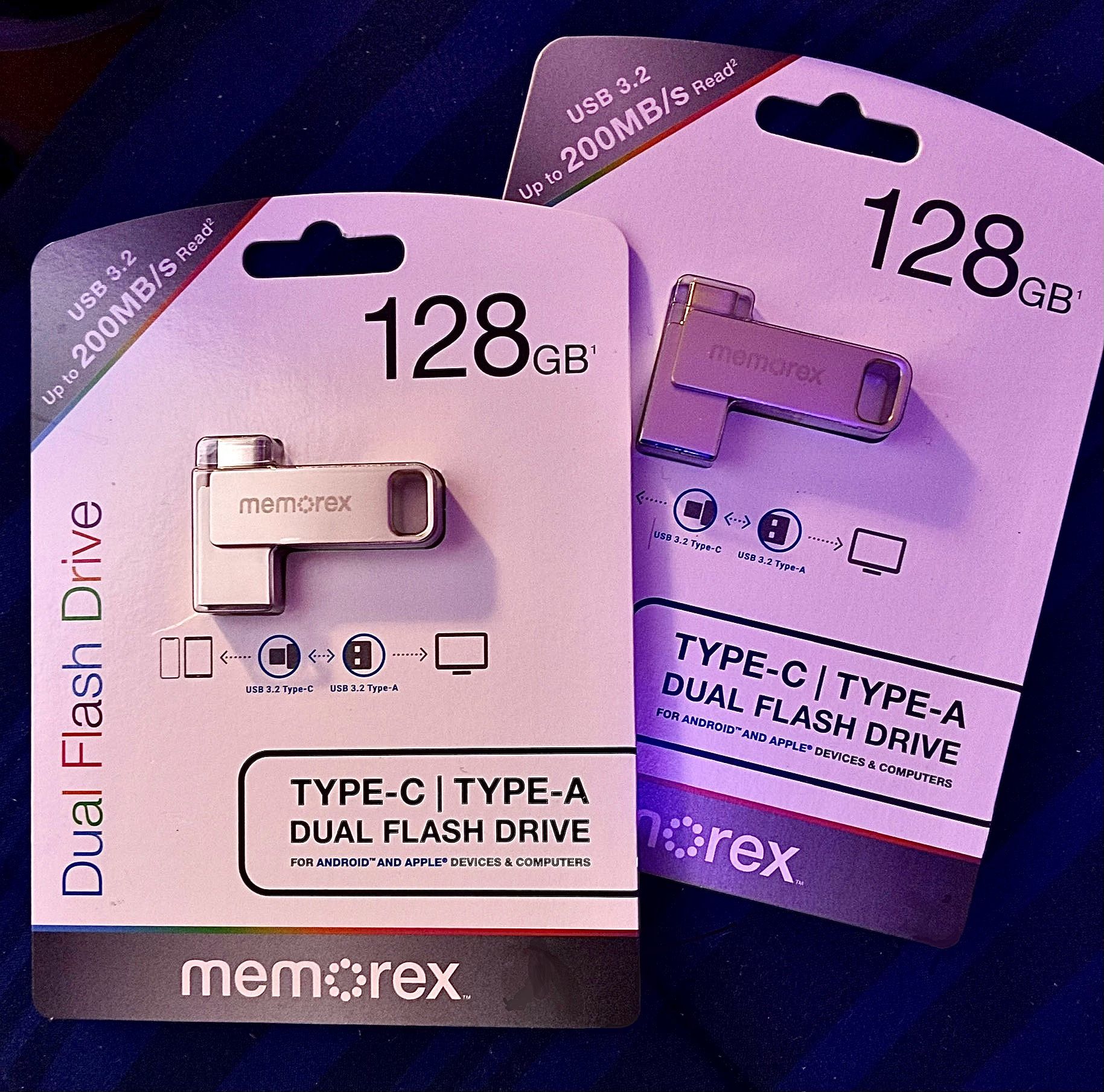*New* (2) x 128GB Memorex Dual Flash Drive [USB-C + USB-A] [USB 3.2]