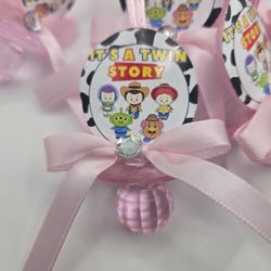 Twin Girl Toy Story Baby Shower Pacifiers Guest Favor Necklaces 
