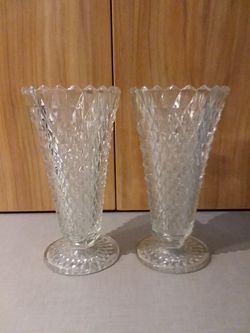 Vintage Diamond Point Flower Vases