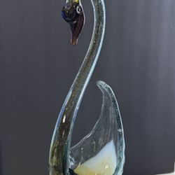 19” Murano Hand-Blown Glass Swan