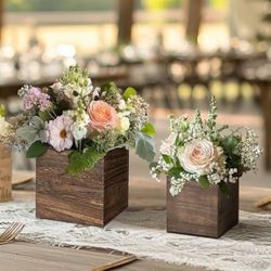 Rustic Brown DIY Wood Floral Boxes