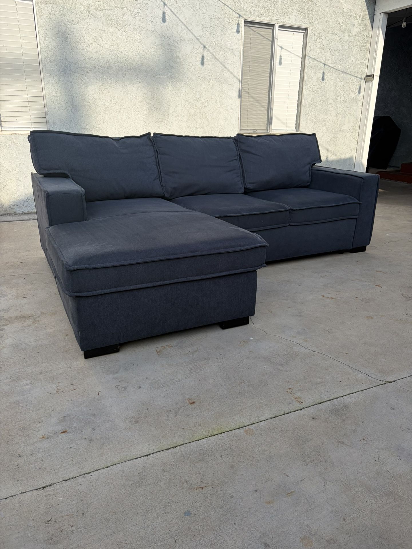 Blue Couch - Sectional With Chaise