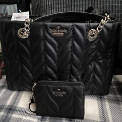 Kate Spade Quilted Shiulder Bag With Matching Small Wallet 