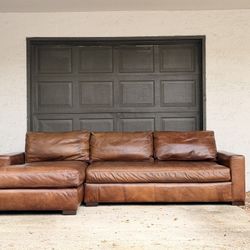 Rh Restoration Hardware Leather Maxwell Sectional Sofa Couch