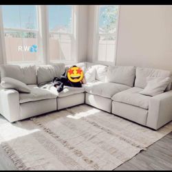 Huge Modular Cozy Modern Ivory Deep Seating Sectional/Couch🌟Showroom Available 🏠Fastest Delivery👍
